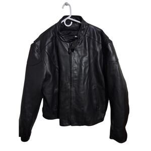 River Road Mens 2X Black Lined Heavy Leather Motorcycle Grunge Gothic Jacket